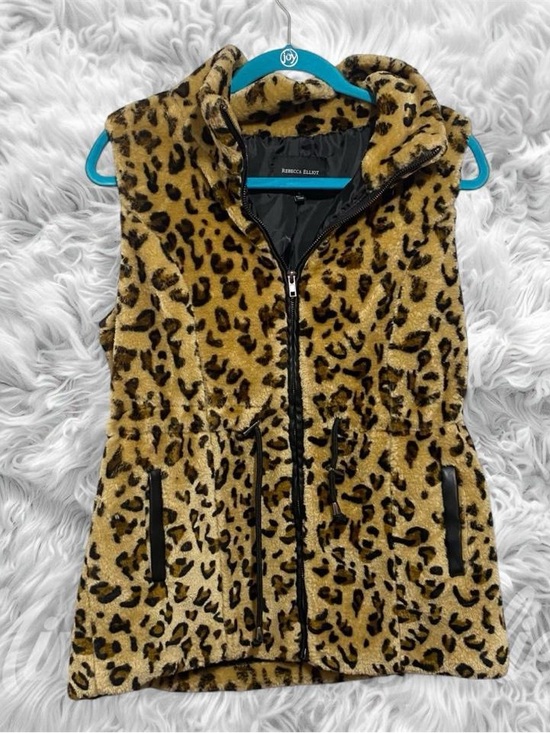 Rebecca Elliot Jackets & Blazers - Rebecca Elliott Leopard Print Faux Fur Vest - Tan/Black